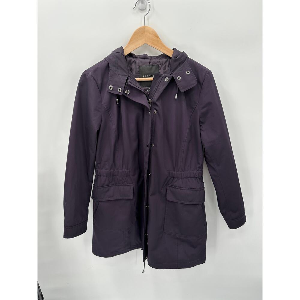 TALBOTS Plum Full Zip Long Lightweight Jacket Coat // Medium Petite